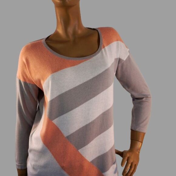 Angel Apparel Women Size Medium Tunic Top Cross Stripe Color Block - Picture 6 of 9